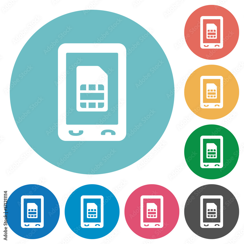 Mobile sim card flat round icons Mobile sim card flat round icons