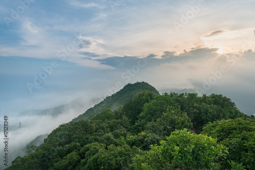 Beautiful Viewed from above the Lion Rock Peak in Hong Kong, China, in morning time © kingrobert