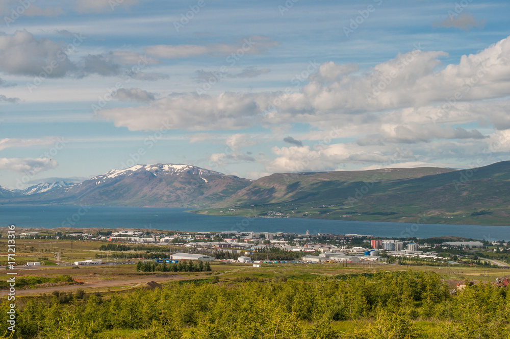Town of Akureyri in Iceland