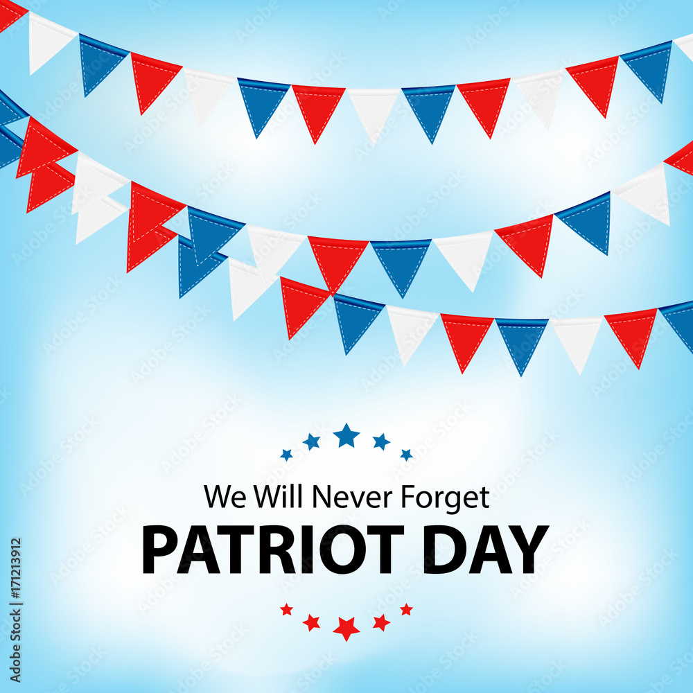 Obraz premium Patriot Day Background. September 11 Poster. We will never forget. Vector Illustration