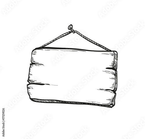 Ink sketch of wooden signboard