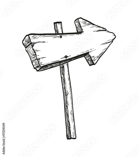 Ink sketch of wooden signpost