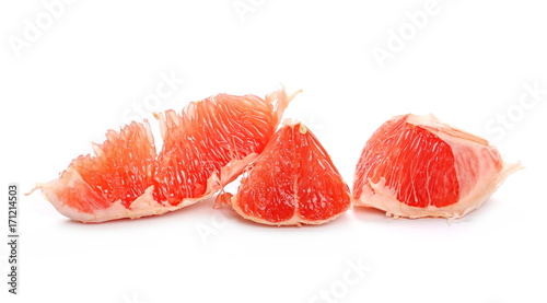 Grapefruit slices isolated on white background