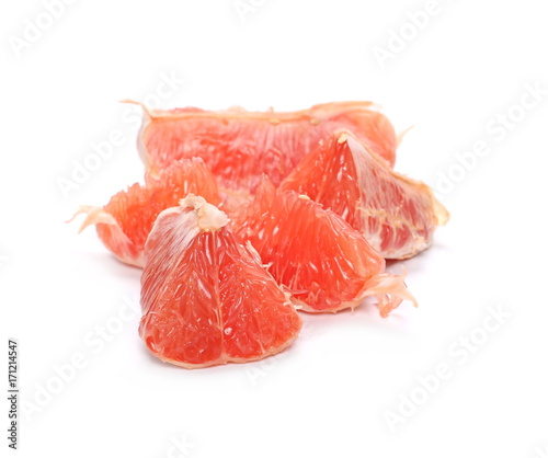 Grapefruit slices isolated on white background