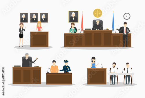 Court illustrations set.