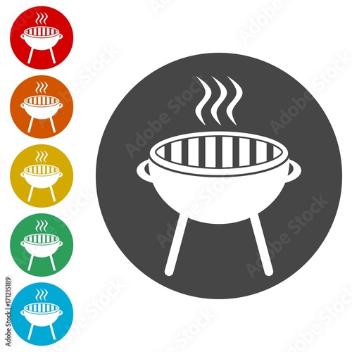 BBQ vector icons set, Grilling Utensils Icon Flat Graphic Design 