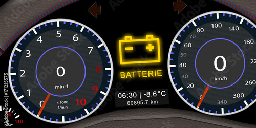 ps_18 ProgrammingScreen - Armaturenbrett / Kombiinstrument mit der Displayanzeige / Warnleuchte: Batterie - Startprobleme mit der Starterbatterie eines Autos - Autobatterie im Winter - 2zu1 - g5506