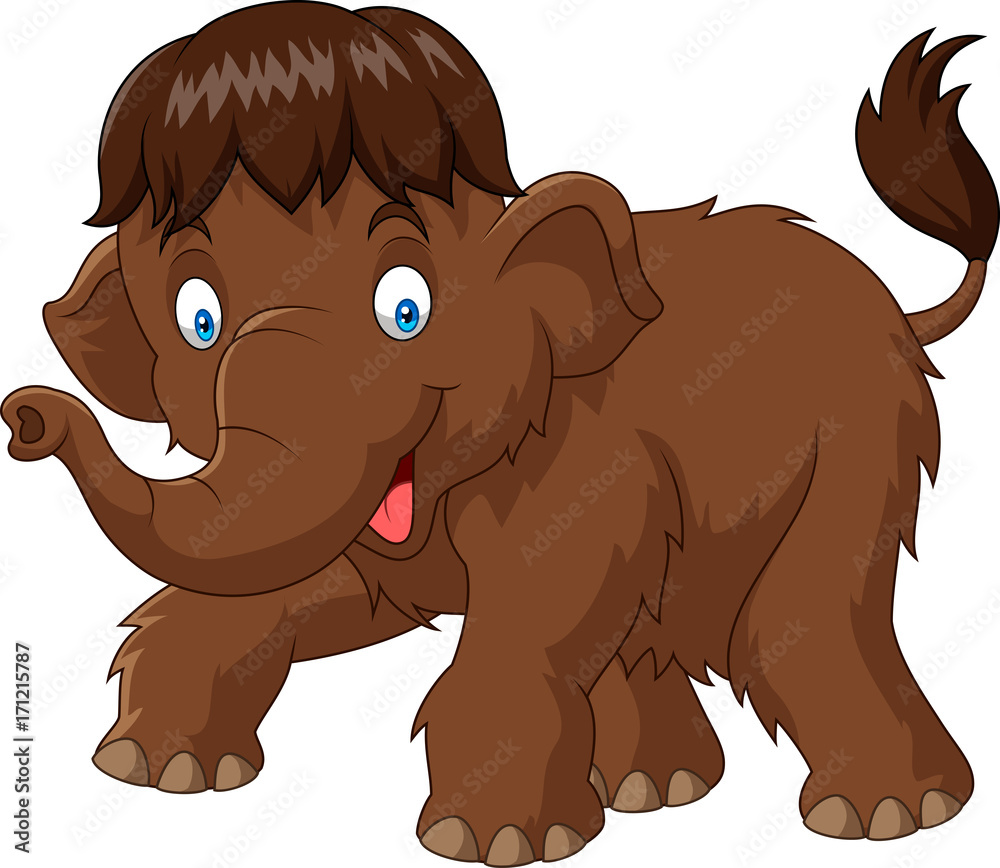 Naklejka premium Cartoon baby mammoth isolated on white background
