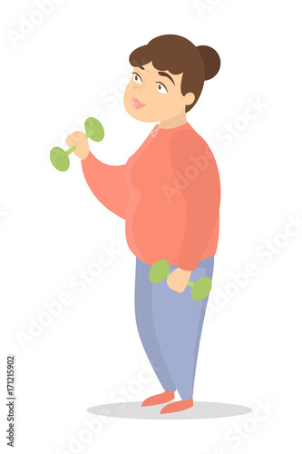 Fat woman training.