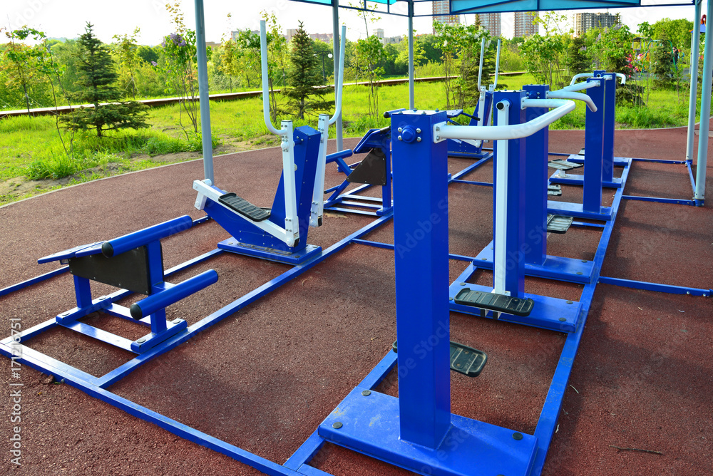 outdoor fitness equipment in Moscow. Russia