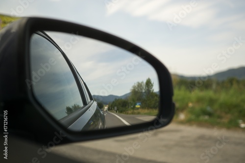 Rear car mirror. Slovakia © Valeria