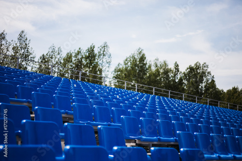 blue  tribunes at the local stadium