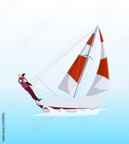 Isolated windsurf in ocean.