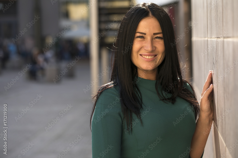 Fototapeta premium Portrait of beautiful young happy woman