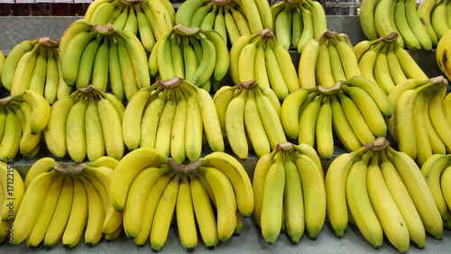 Bunch of bananas displayed at market stall