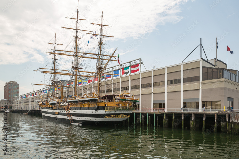 Tall ship docked in Boston MA USA