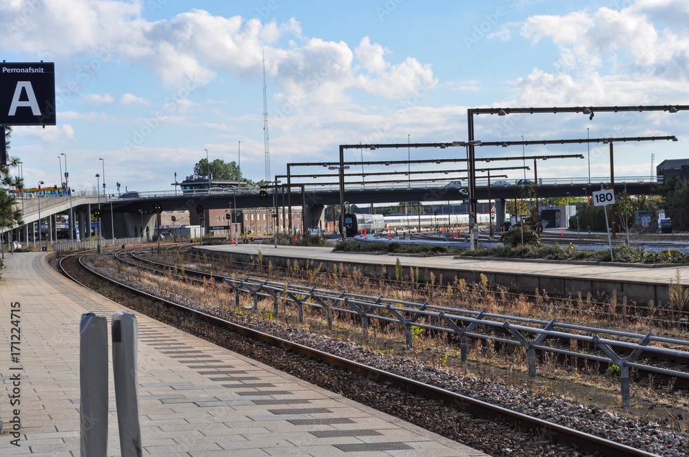 platforms at Aalborg train station in Denmark