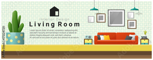 Interior design with table top and Modern living room background , vector , illustration