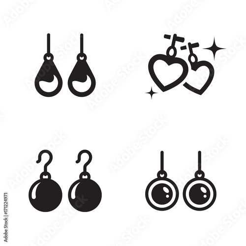 Earrings icons set