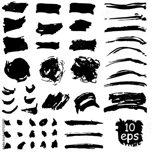 Collection of vector grunge brushes for creating logos  lines and headers. Dirty artistic design elements on withe.