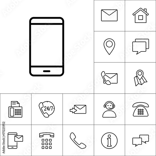 smartphone icon, contact us icons set