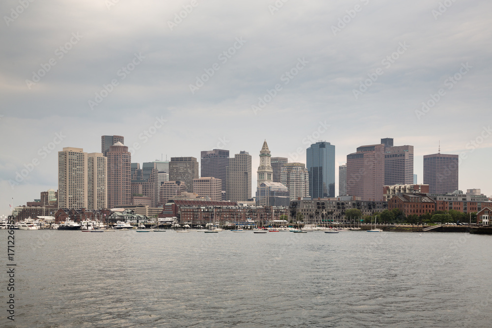 Boston skyline and cityscape from the harbor