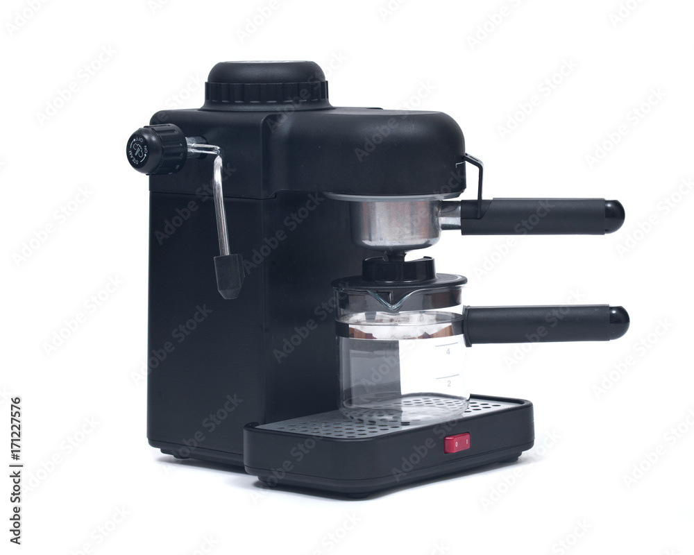Black espresso maker machine isolated on white background Black espresso maker machine isolated on white background