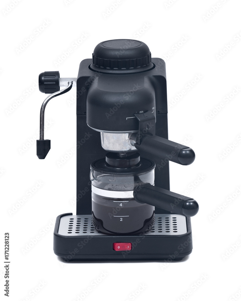 Black espresso maker machine isolated on white background Black espresso maker machine isolated on white background