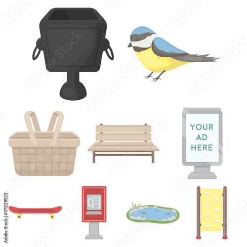 Park set icons in cartoon style. Big collection of park vector symbol stock illustration