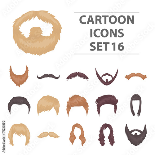 Beard set icons in cartoon style. Big collection of beard vector illustration symbol.