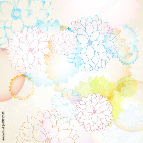 Abstract floral background with flower dahlia. Element for design. Vector illustration.