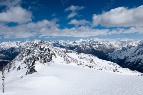 Winter landscape of Alpine mountain range. Solden  Austria