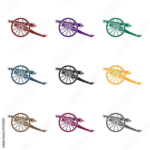 Cannon icon in black style isolated on white background. Museum symbol stock vector illustration.