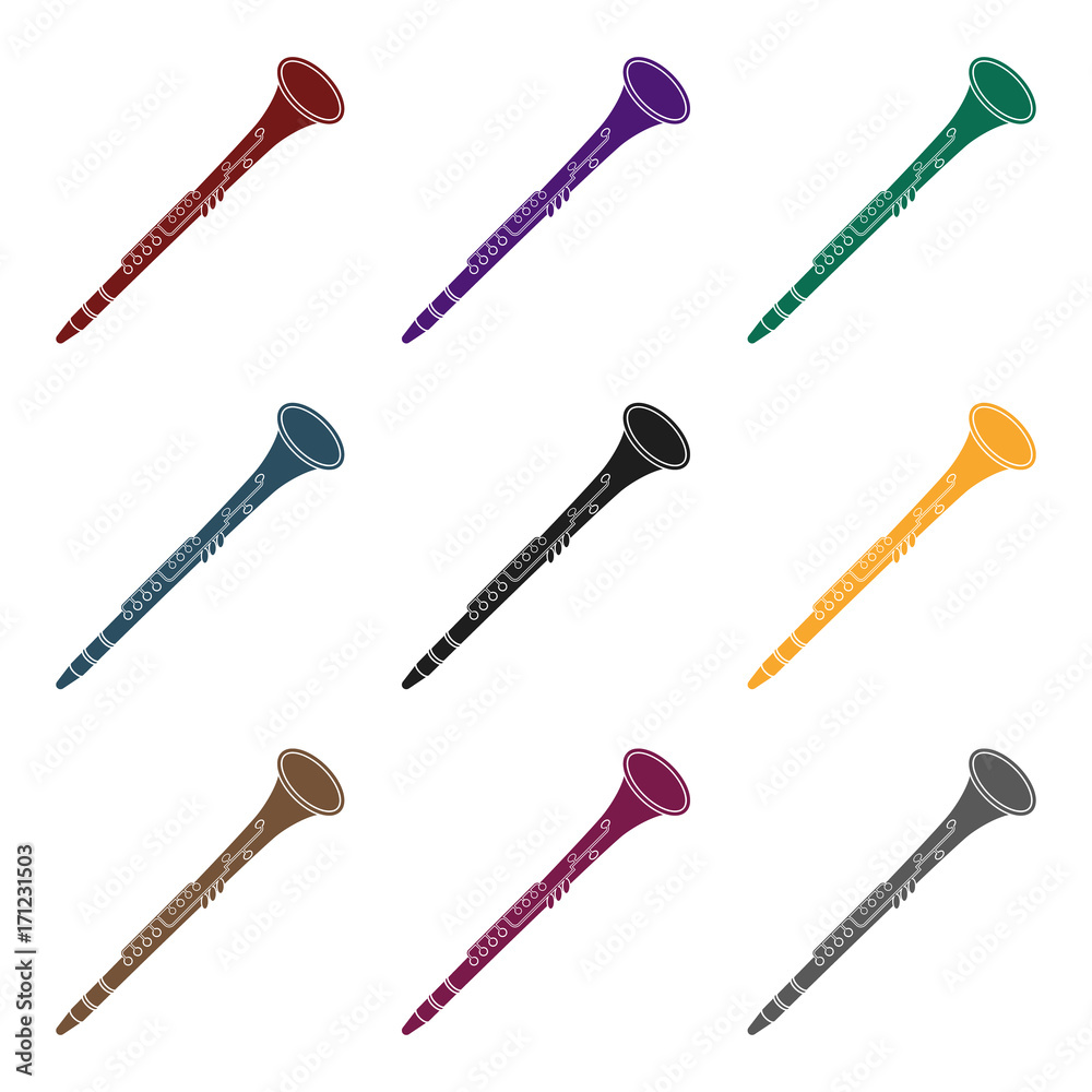 Oboe icon in black style isolated on white background. Musical instruments symbol stock vector