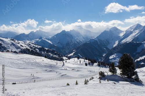 view of Alps in Zillertall valley, Austria © Tomtsya