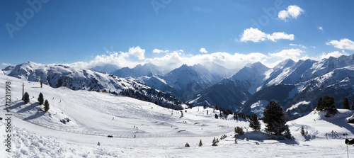 view of Alps in Zillertall valley, Austria © Tomtsya