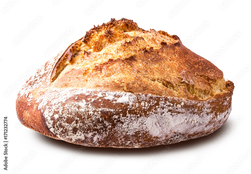 Fresh wheat french bread isolated on white background