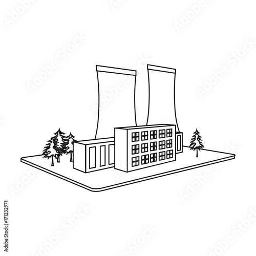 Metallurgical plant. Factory and industry single icon in outline style isometric vector symbol stock illustration web.