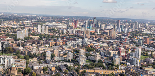 Aerial View Of East London & West Ham Stadium On Background