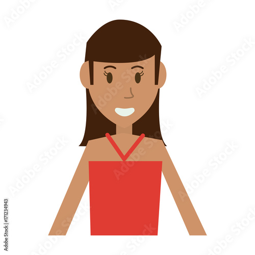 happy woman with strappy top icon image vector illustration design 