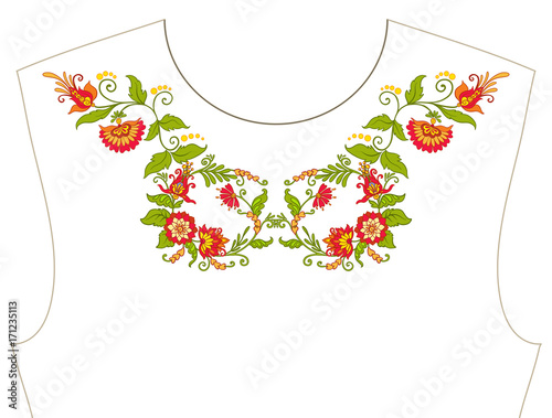 Embroidery for neckline, collar for T-shirt, blouse, shirt. Patt photo