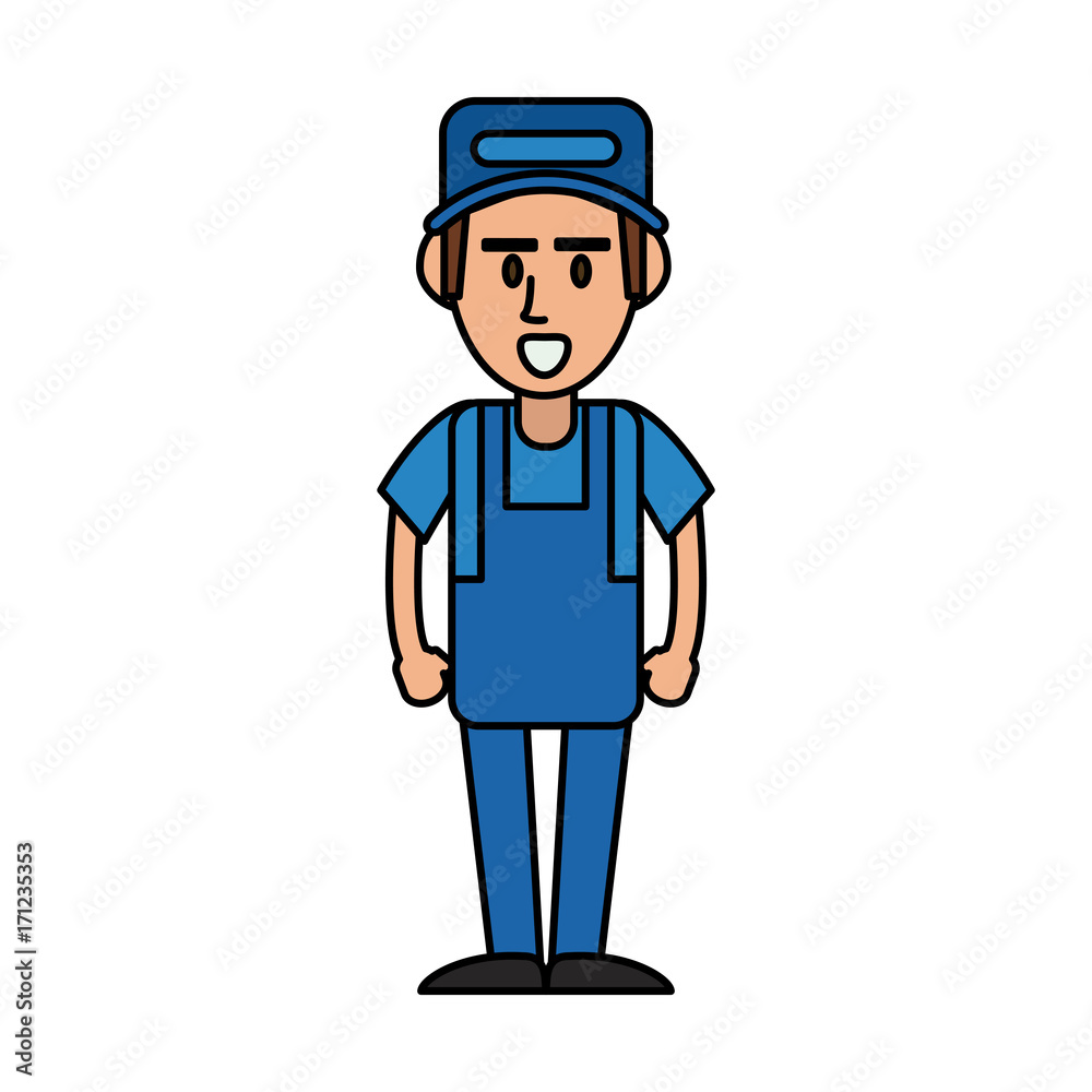 happy repair worker or handyman icon image vector illustration design 