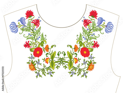 Embroidery for neckline, collar for T-shirt, blouse, shirt. Patt