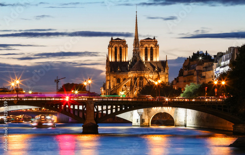 Notre Dame Cathedral at night, Paris, France