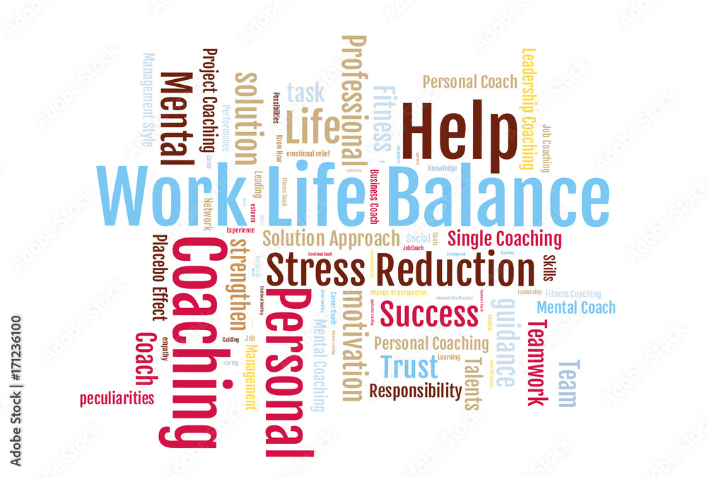 Work life Balance word cloud on awhite background Work life Balance word cloud on awhite background