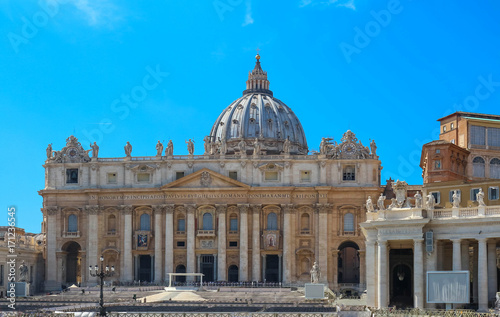 The view at famous St Peter Basilica in Rome.