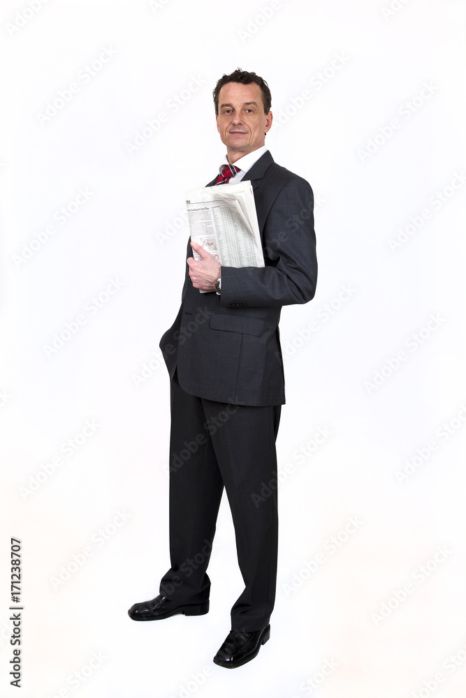 Geschäftsmann mit Zeitung in der Hand Geschäftsmann mit Zeitung in der Hand