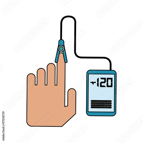 glucometer and hand healthcare icon image vector illustration design 