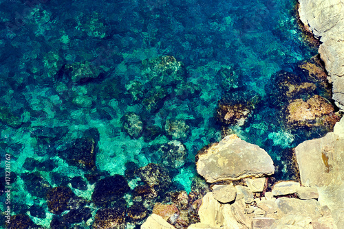 Rocky coastline of Ibiza. Balearic Islands. Spain