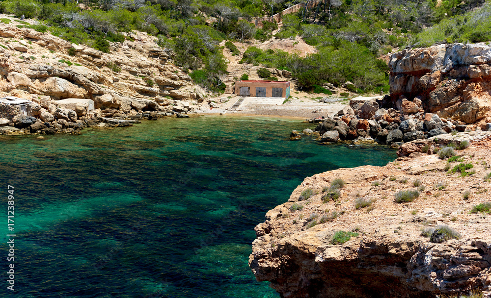 Punta Galera beach, Ibiza. Balearic Islands. Spain